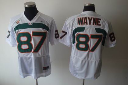NCAA Miami Hurricanes #87 Reggie Wayne WHITE Jersey