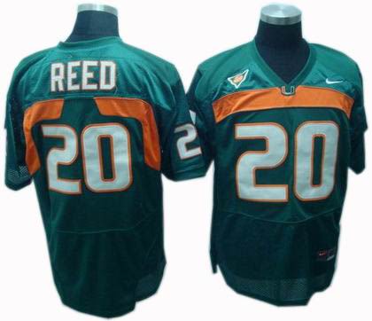 NCAA Miami Hurricanes 20 reed green jerseys ACC patch