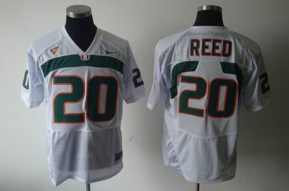 NCAA Miami Hurricanes 20 reed white jerseys ACC patch