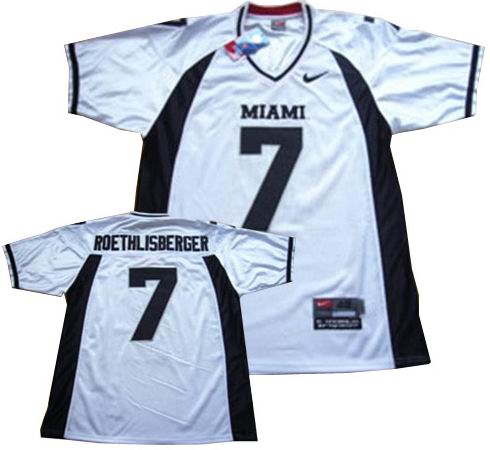 NCAA Miami University RedHawks #7 Ben Roethlisberger White jerseys