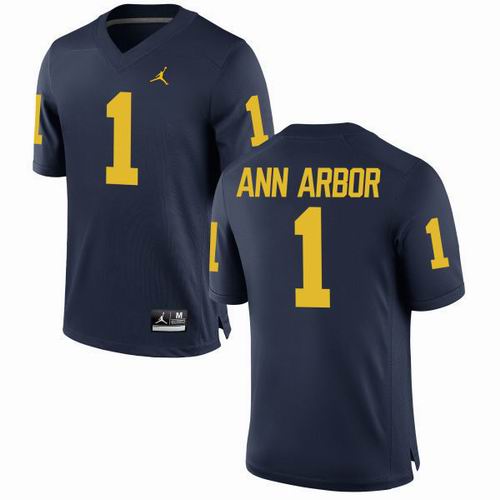NCAA Michigan Wolverines #1 Ann Arbor Navy Blue jerseys