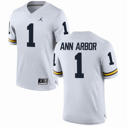 NCAA Michigan Wolverines #1 Ann Arbor White  jerseys