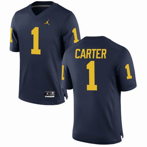 NCAA Michigan Wolverines #1 Anthony Carter Navy Blue jerseys