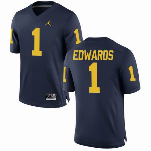 NCAA Michigan Wolverines #1 Braylon Edwards Navy Blue jerseys