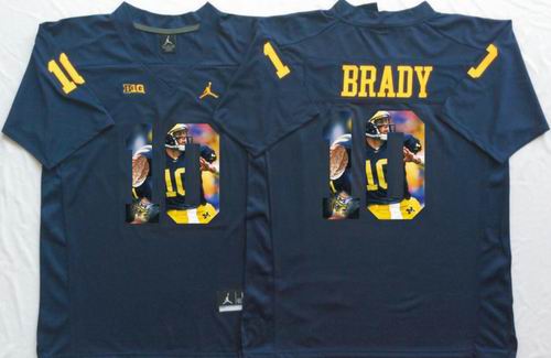 NCAA Michigan Wolverines #10 Tom Brady Navy blue fashion jerseys