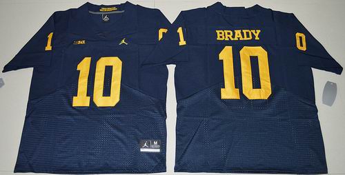NCAA Michigan Wolverines #10 Tom Brady Navy blue jerseys