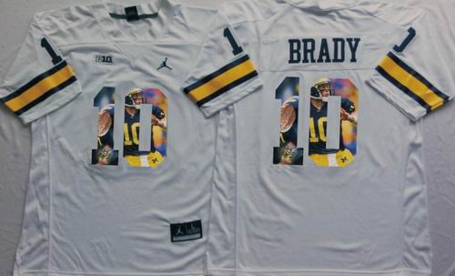 NCAA Michigan Wolverines #10 Tom Brady white fashion jerseys