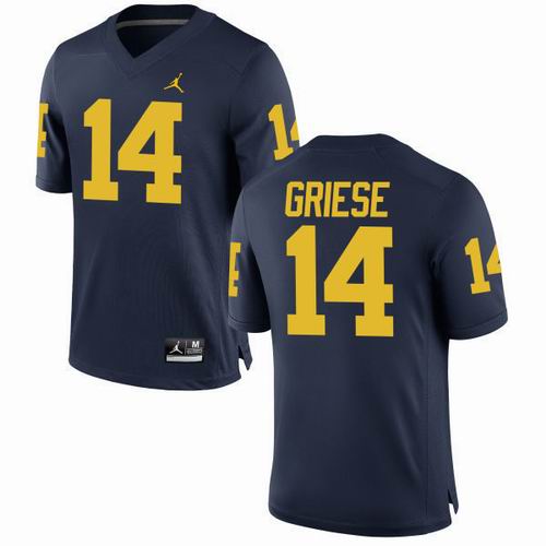 NCAA Michigan Wolverines #14 Brian Griese Navy Blue jerseys