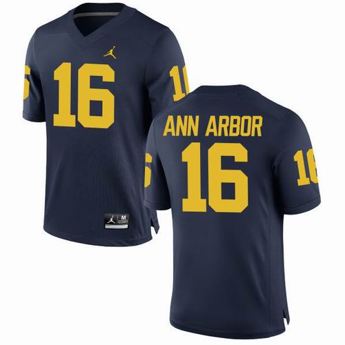NCAA Michigan Wolverines #16 Ann Arbor Navy Blue jerseys