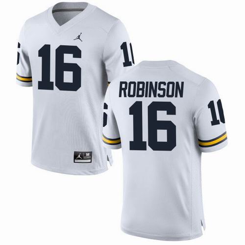 NCAA Michigan Wolverines #16 Denard Robinson white jerseys