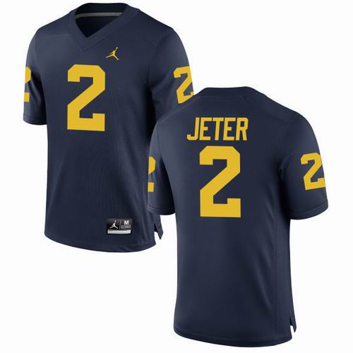 NCAA Michigan Wolverines #2 Derek Jeter Navy Blue jerseys
