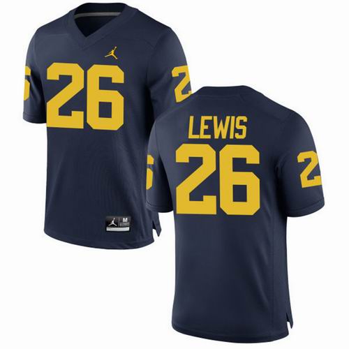 NCAA Michigan Wolverines #26 Jourdan Lewis Navy blue jerseys