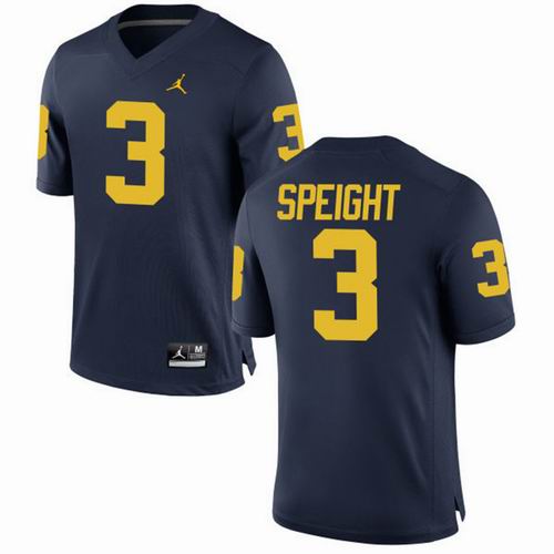 NCAA Michigan Wolverines #3 Wilton Speight Navy Blue jerseys