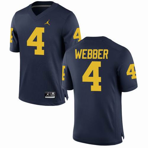 NCAA Michigan Wolverines #4 Chirs Webber Navy Blue jerseys