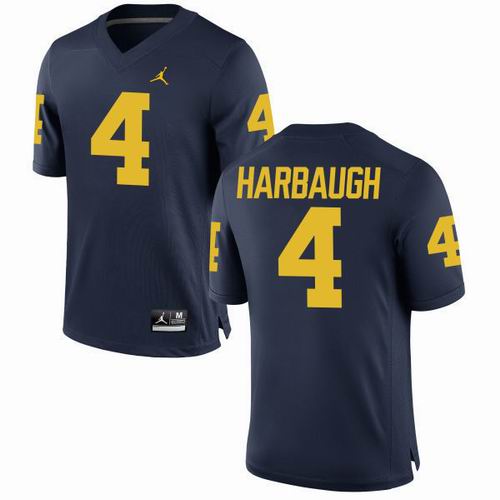 NCAA Michigan Wolverines #4 Jim Harbaugh Navy blue jerseys