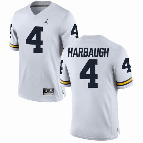 NCAA Michigan Wolverines #4 Jim Harbaugh White jerseys