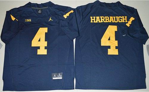 NCAA Michigan Wolverines #4 Jim Harbaugh navy blue jerseys1