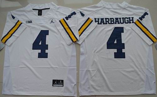 NCAA Michigan Wolverines #4 Jim Harbaugh white jerseys1