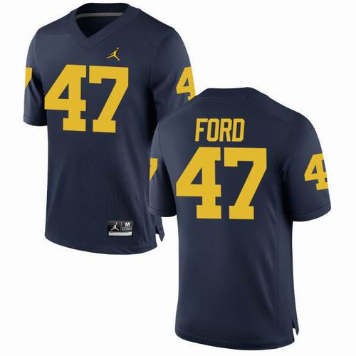 NCAA Michigan Wolverines #47 Gerald Ford Navy Blue jerseys