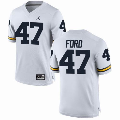NCAA Michigan Wolverines #47 Gerald Ford White jerseys