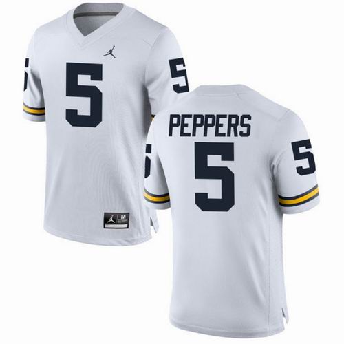NCAA Michigan Wolverines #5 Jabrill Peppers white Jersey