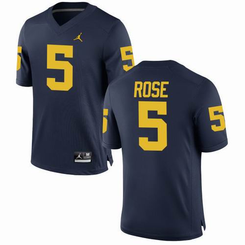NCAA Michigan Wolverines #5 Jalen Rose Navy blue jerseys