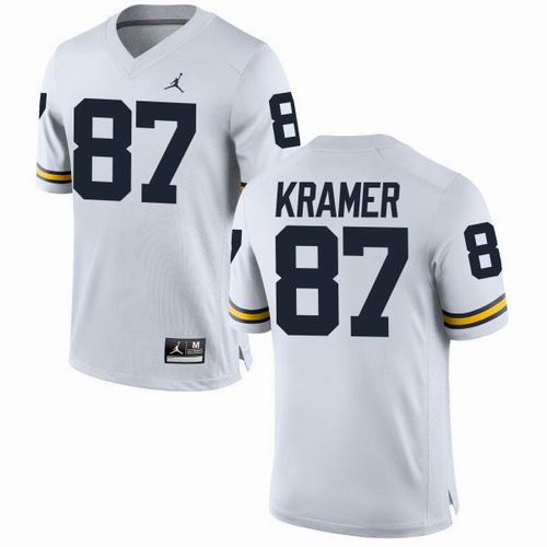 NCAA Michigan Wolverines #87 Ron Kramer white jerseys