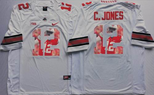 NCAA Ohio State Buckeyes #12 Cardale Jones white limited fashion Jersey