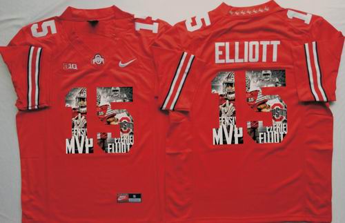 NCAA Ohio State Buckeyes #15 Ezekiel Elliott red fashion Jersey