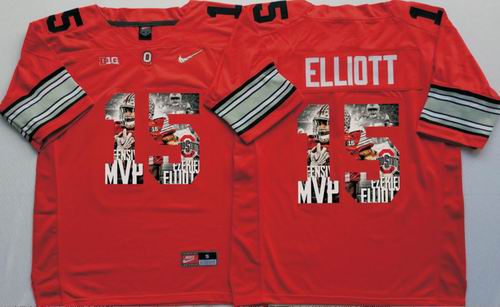NCAA Ohio State Buckeyes #15 Ezekiel Elliott red fashion Jersey1