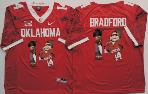 NCAA Oklahoma Sooners #14 Sam Bradford red limited fashion Jersey