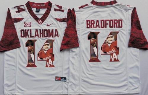 NCAA Oklahoma Sooners #14 Sam Bradford white limited fashion Jersey