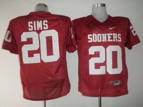 NCAA Oklahoma Sooners #20 Billy Sims Red Jersey