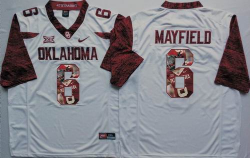 NCAA Oklahoma Sooners #6 Baker Mayfield white limited fashion Jersey