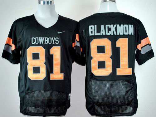NCAA Oklahoma State Cowboys Justin Blackmon 81 Black Pro Combat College Football Jersey