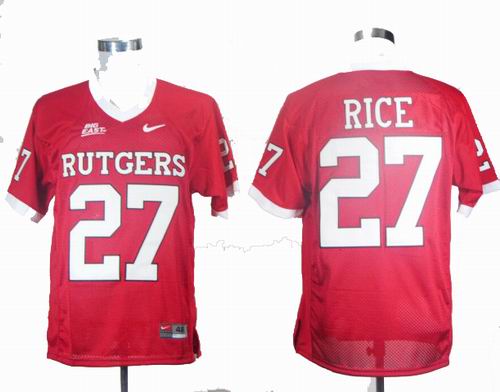 NCAA Rutgers Scarlet Knights Ray Rice 27 Red Big East Patch College Football Jersey