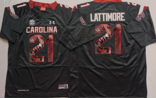 NCAA South Carolina Gamecocks 21 Marcus Lattimore black fashion jersey