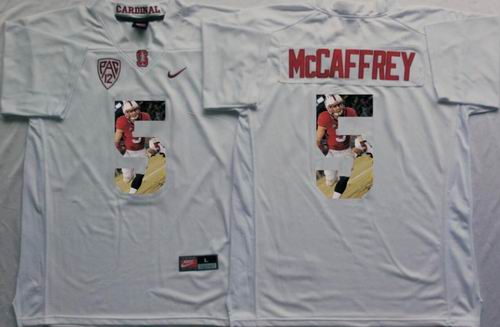 NCAA Stanford Cardinal #5 Christian McCaffrey white fashion Jerseys