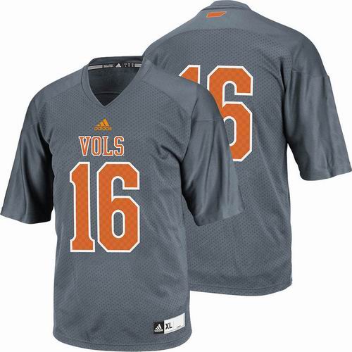NCAA Tennessee Volunteers Peyton Manning #16 College Football Techfit Smokey Grey Jersey