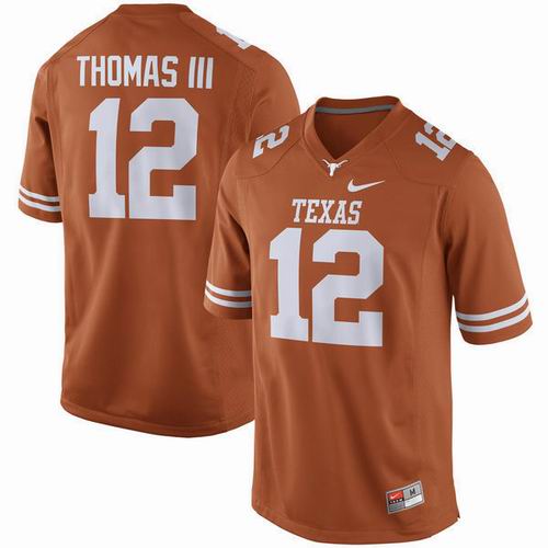 NCAA Texas Longhorns #12 Thomas III orange Jersey