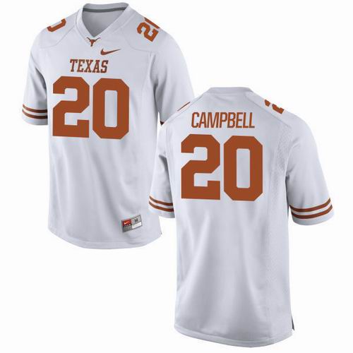 NCAA Texas Longhorns #20 Earl Campbell white jersey