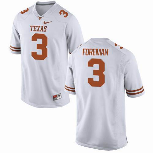 NCAA Texas Longhorns #3 Foreman white jersey