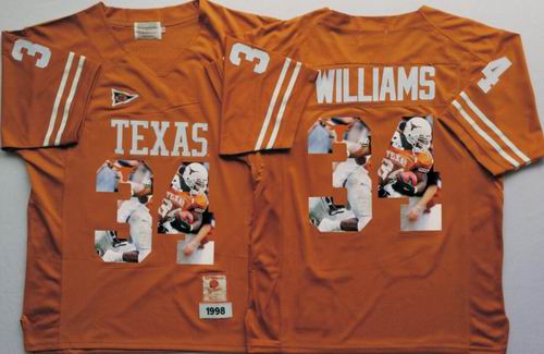 NCAA Texas Longhorns #34 Ricky Williams yellow fashion jerseys