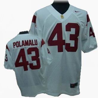 NCAA USC Trojans #43 Troy Polamalu White Football Jersey