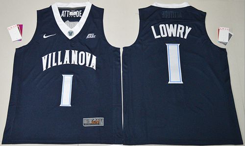 NCAA Villanova Wildcats #1 Kyle Lowry Navy Blue Basketball Jersey
