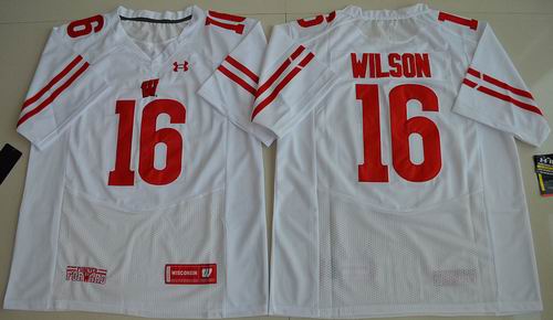 NCAA Wisconsin Badgers #16 Russell Wilson White 2016 Under Armour Jersey
