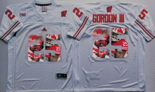 NCAA Wisconsin Badgers #25 Melvin Gordon III white fashion Jersey