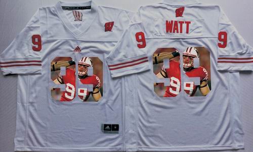 NCAA Wisconsin Badgers J.J Watt 99 white fashion jerseys
