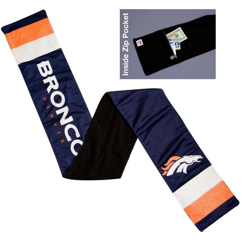 NFL Denver Broncos Jersey Scarf With Zip Pocket