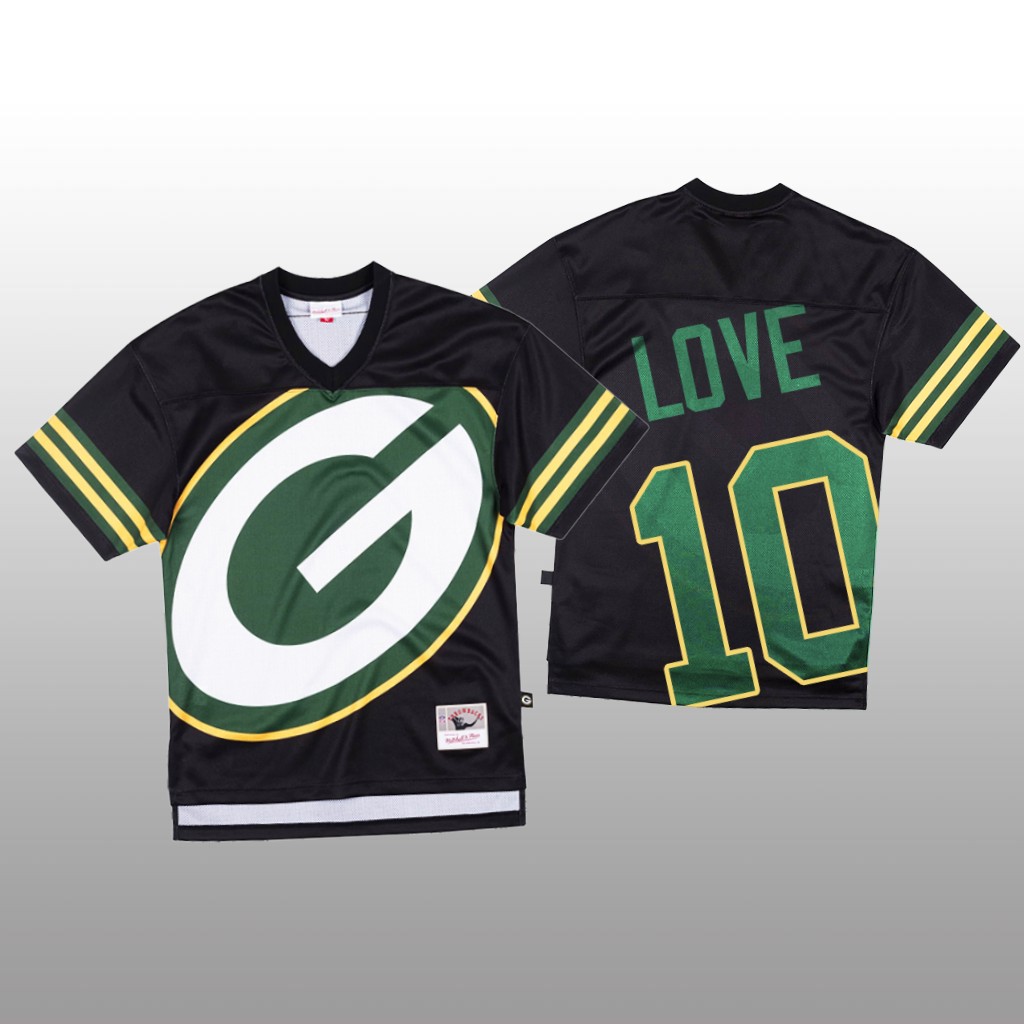 NFL Green Bay Packers #10 Jordan Love Black Men's Mitchell & Nell Big Face Fashion Limited NFL Jersey